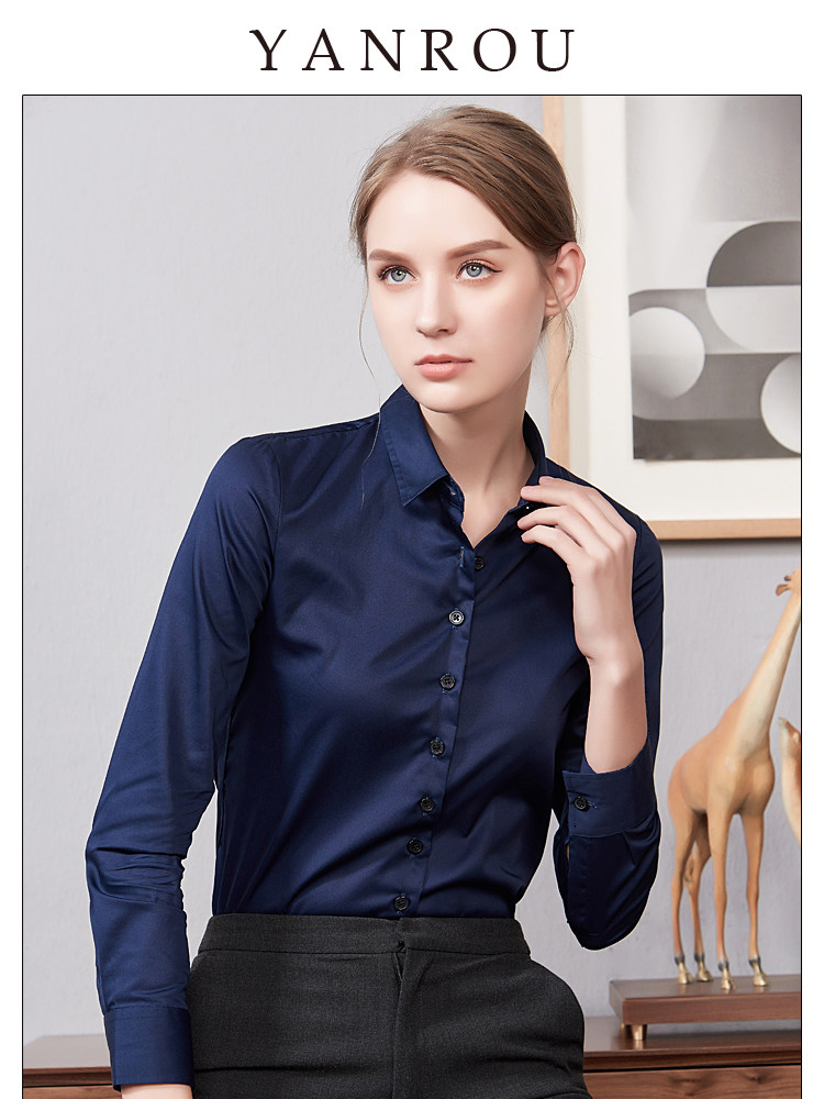 White shirt women's long-sleeved combed cotton 2021 spring and autumn new professional inch shirt formal slim-fit work clothes shirt anti-wrinkle