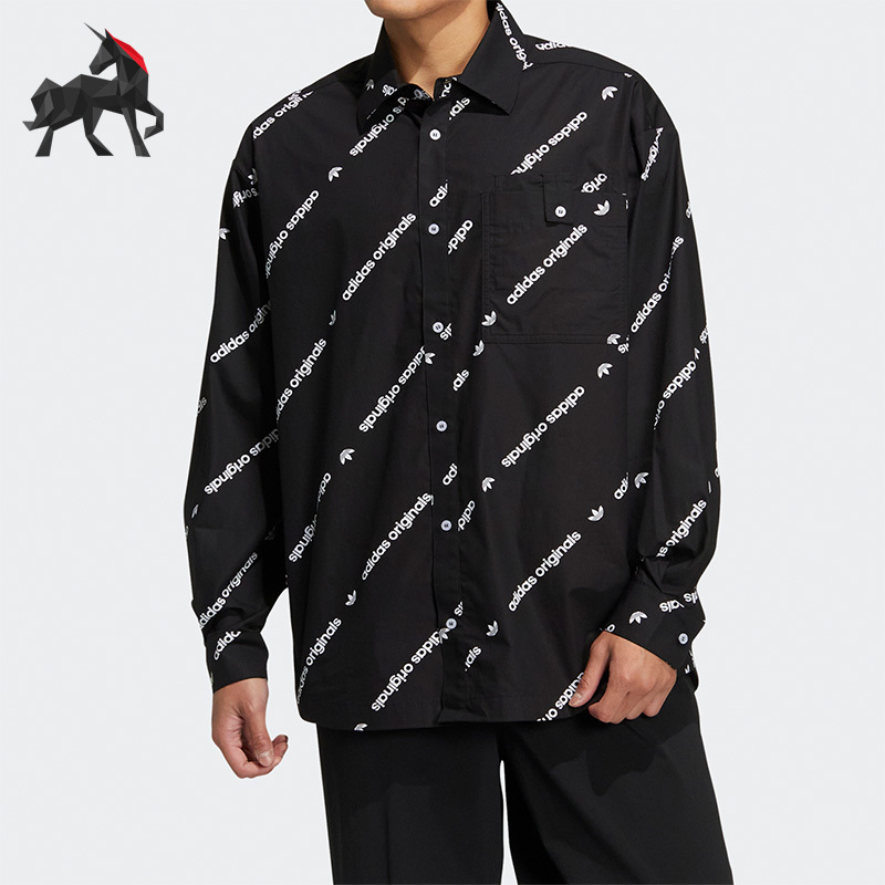 Adidas/Adidas Genuine Clover Sports Lapel Men's Loose Long-Sleeved Shirt Hu1229