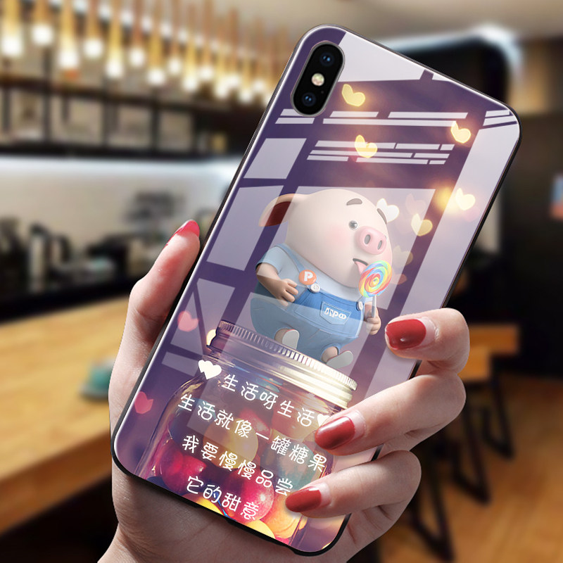 DZ new iphone11 Apple X phone protection shell for men and women Xs Max cute 8plus cartoon se2 glass xr anti-fall 7 all-bag pet pig xmax lovers 1