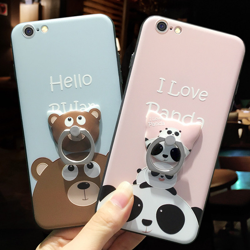 Apple 6 phone protective shell lady iphone6plus anti-fall relief cartoon 6s Meng cute full bag soft side hard shell Apple 6splus mobile phone protection shell frosted tide cards cute 6p