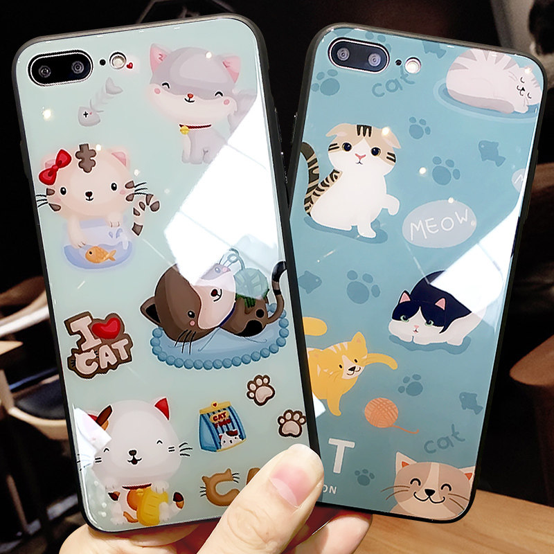 DZ Apple 7plus mobile phone protection shell iPhone8 cartoon se lovers 6s glass anti-fall 8p personality creativity 6p Chauder women's section 8x Seven protective sleeves Soft edge silicone 8plus