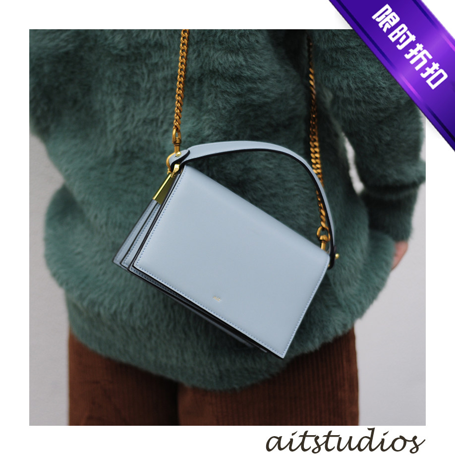 aitstudiosCHAIN original small crowdtexture genuine leather chain mini single shoulder sloped small square bag multi-clamping bag