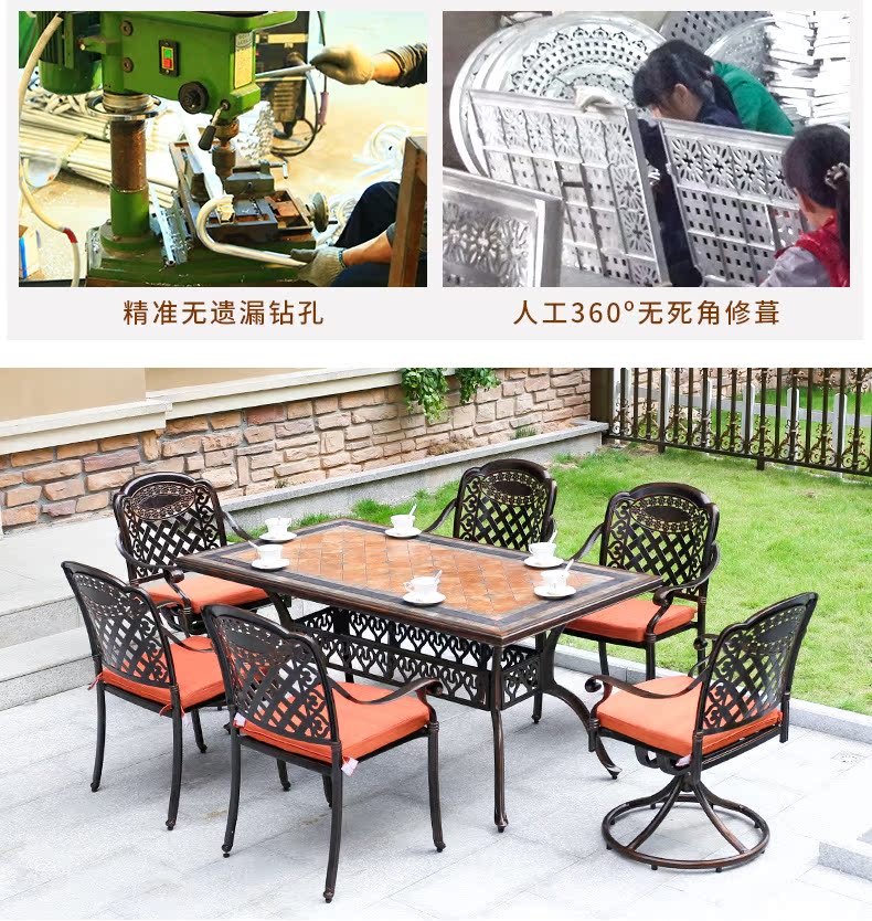 Bàn ghế ngoài trời đúc nhôm bàn đá cẩm thạch ngoài trời bộ bàn ghế sân thượng