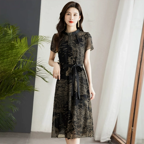 Шифоновый летний комплект, юбка, легкий роскошный стиль, изысканный стиль