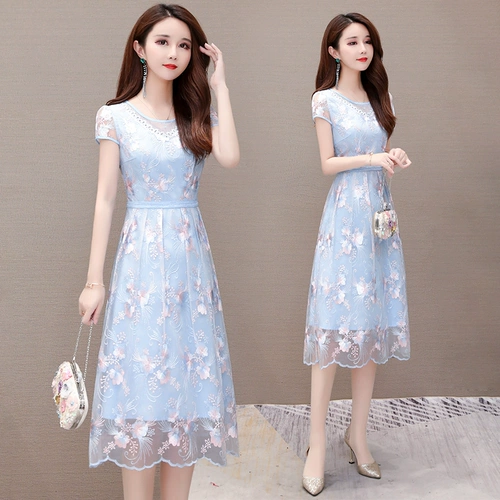 Летнее платье, элитная модная юбка для матери, 2025 года, городской стиль, с вышивкой