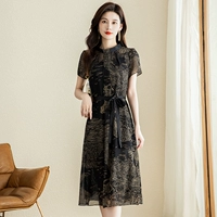 Черный - широкая жена, западный стиль и благородство, популярная легкая роскошь в этом году, элитный, женский темперамент, модель светской богини, женская одежда Guangzhou Thirteen Lines, горячий стиль, элитное общество, официальные мероприятия, элитная атмосфера, высококачественный материал из шифоновой пряжи, женская одежда Shenzhen Nanyou