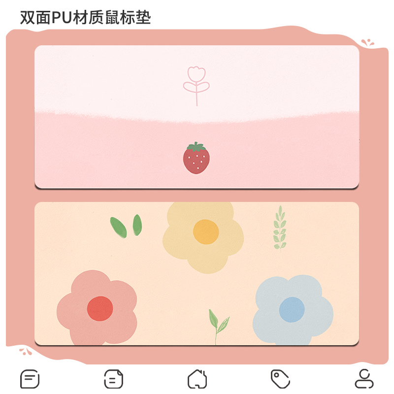 Oversized Leather Mouse Pad Cute Cartoon Desk Pad Girls Cute Thickened Notebook Dormitory Learning Desk Computer Keyboard Pad Game Desk Office Waterproof Children's Wrist Mouse Pad