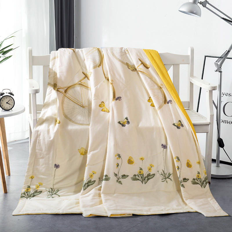 Pure cotton air conditioner is summer cool quilt cotton washable machine washable summer thin quilt single double spring and autumn quilt core cover
