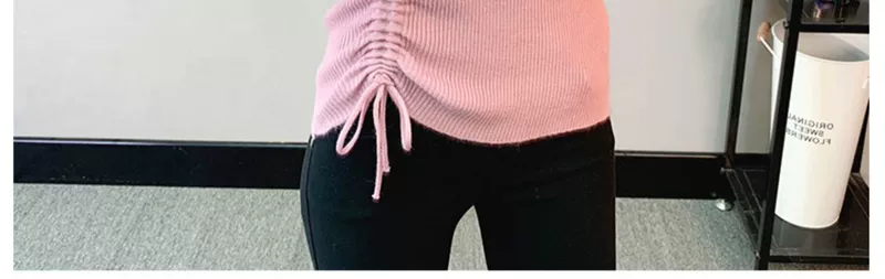 Thời trang Hàn Quốc 2020 mới xếp li dây rút ren-up slim-fit áo len nữ dài tay áo thun chui đầu chạm đáy - Đan Cardigan