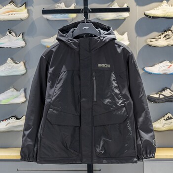 Li Ning Men's Sports Windbreaker 2025 Winter Wade Series Fleece-Lined Warm Loose Hooded Jacket Afdv871