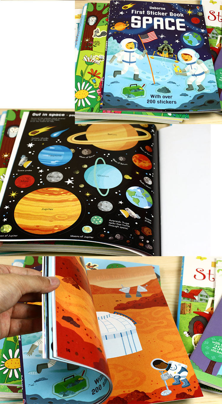 5 Books Usborne Sticker Book Children English Picture Coloring