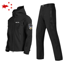 Shark skin soft shell assault M65 security overalls set mens winter plus velvet warm coat