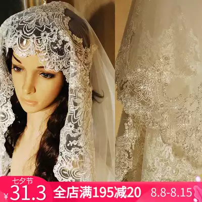 New European and American water-soluble lace sequins bridal veil 1 5 meters 3 meters trailing soft yarn wedding accessories veil