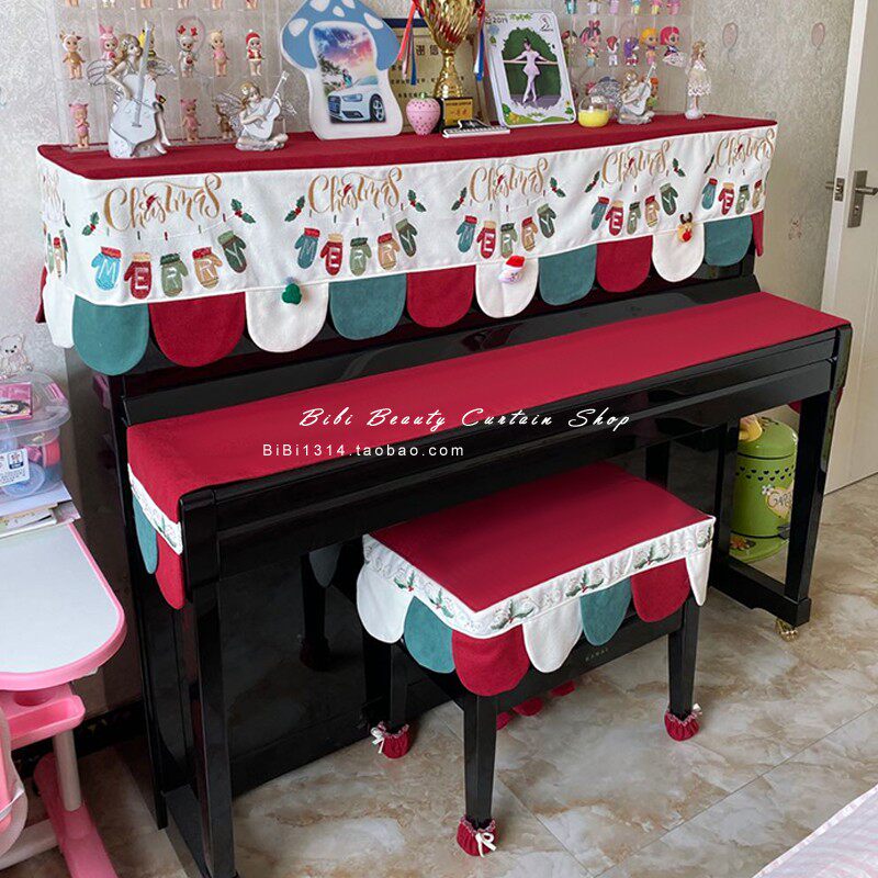 Ma Xiaomeng original non-collision shirt thick padding quality festive American Christmas style vertical half-cover piano cover customization