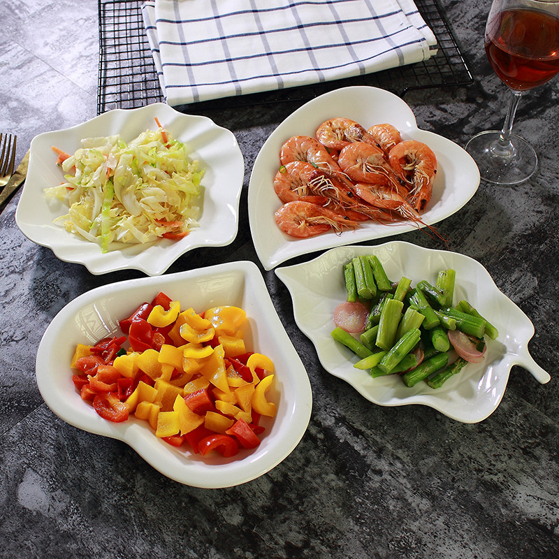 Plates, plates, ceramic household plates, pure white microwave oven breakfast plates, Western dishes, fruit snack plates, creative tableware