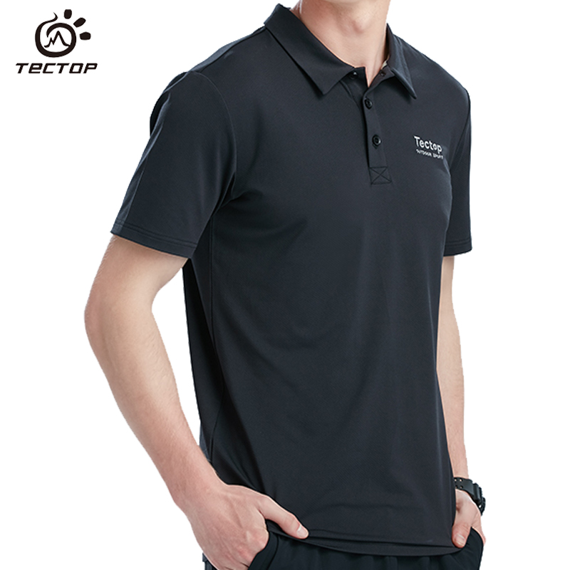 TECOP Exploratory elastic POLO shirt male speed dry T-shirt male shirt collar short sleeve speed dry clot-Lauren horse polo shirt