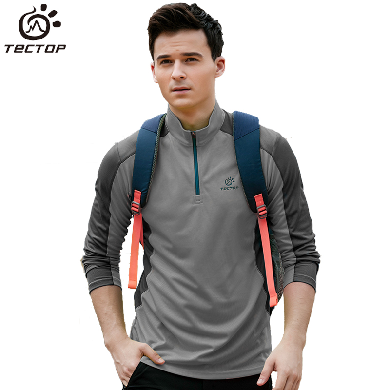 tectop explore the autumn outdoor parquet Speed Dry Jersey Man Long Sleeve Collar T-shirt Woman Breathable Hiking Quick Dry Sportswear