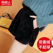 Quần short nhung vàng Nam Cực mẫu nữ mùa đông quần ống rộng rộng mùa thu đông 2017 phiên bản Hàn Quốc mới mặc rộng rãi