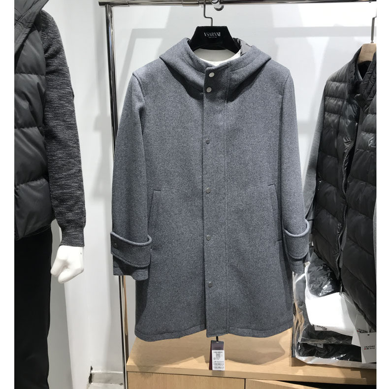 Wits Family Special Cabinet Fashion Gross Fur Coats Men's Grey Lian Hat Mid Length Version Sashimi Wool Coat Jacket
