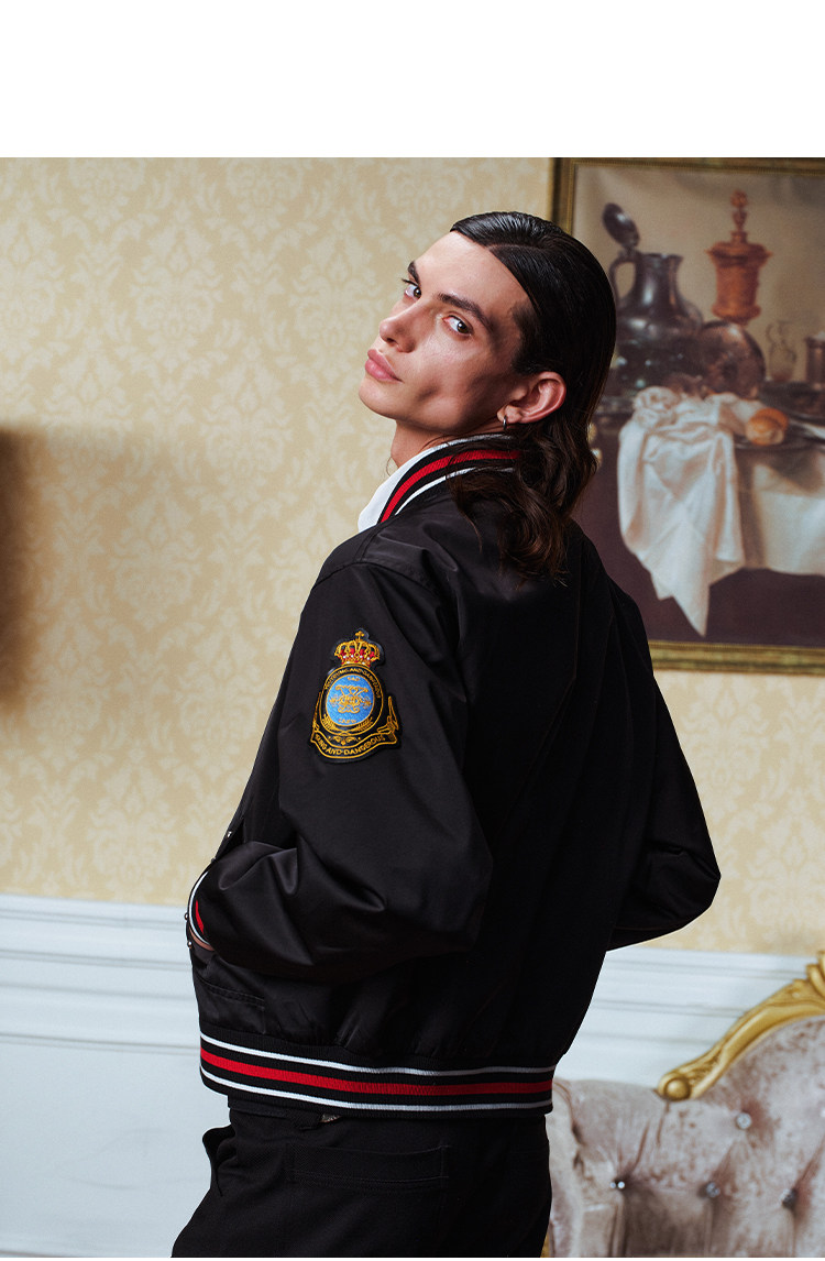 YADcrew Crown Vine Embroidered Bomber Jacket