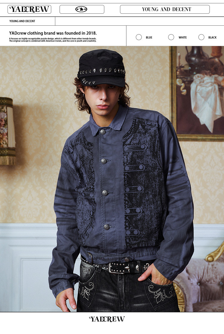 YADcrew Washed Blue Cropped Jacket