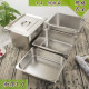 304 stainless steel portion basin rectangular basin with lid commercial fast food truck buffet basin serving basin square plate box