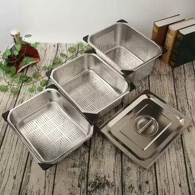 304 stainless steel punch several pots buffet insulation table square basin rectangular food drain basin filter Basin