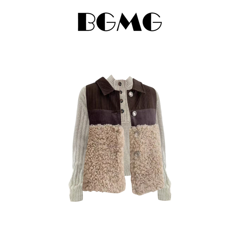 Korean-Style Design Stand-Up Collar Twist-Knit Top for Women, New Autumn Plaid Patchwork Plush Color-Block Vest Set Korean-Style Design Stand-Up Collar Twist-Knit Top for Women, New Autumn Plaid Patchwork Plush Color-Block Vest Set
