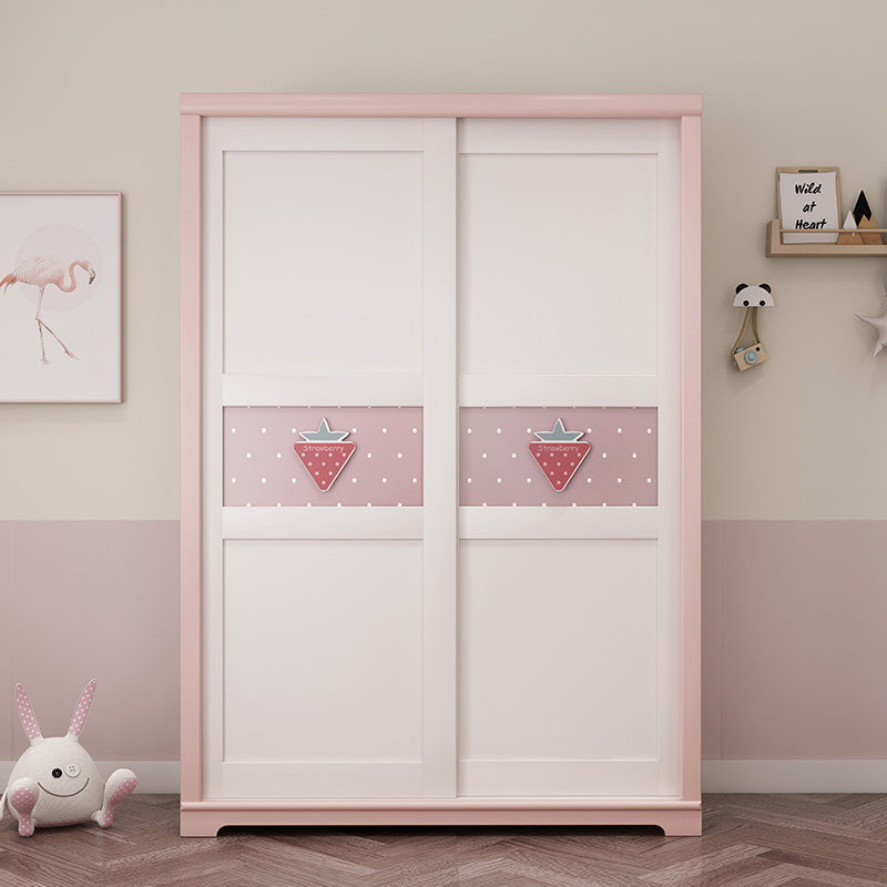 Children Wardrobe Modern minimalist pink Two-door wardrobe Ramen accommodating cabinet Girl Princess Little Closet