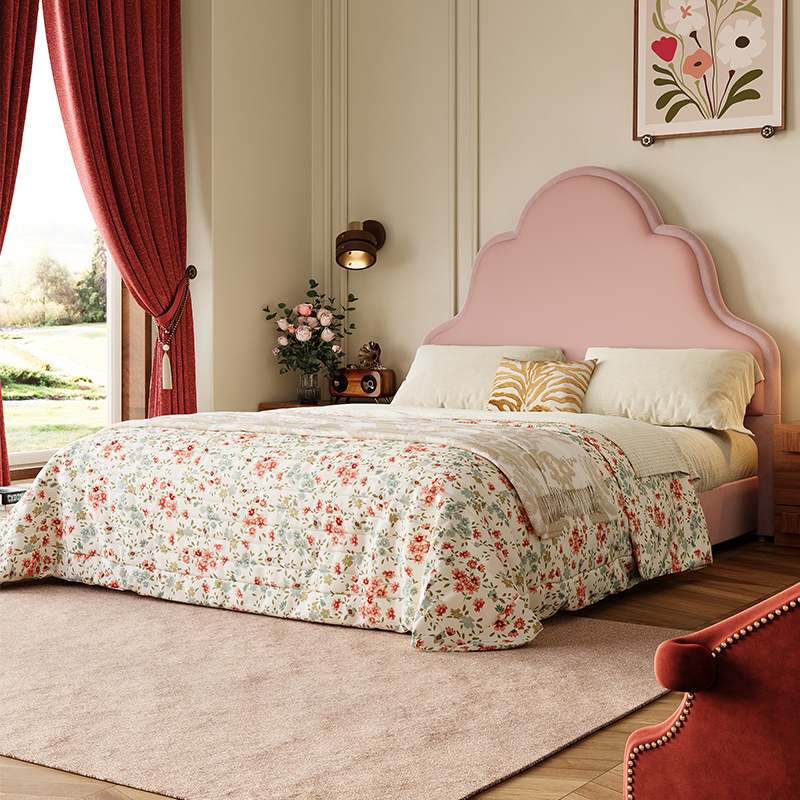 My Children/2026 New Model Girls' Children's Bed/Princess Bed for Girls' Bedroom Ultra-Thin Headboard Genuine Leather Cloud Bed