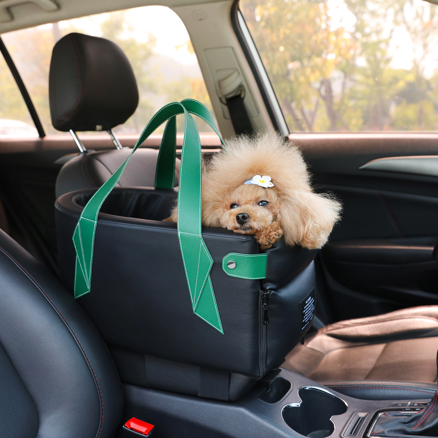 (Leather sofa central control) car pet car dog kennel small dog safety seat out cat bag cushion