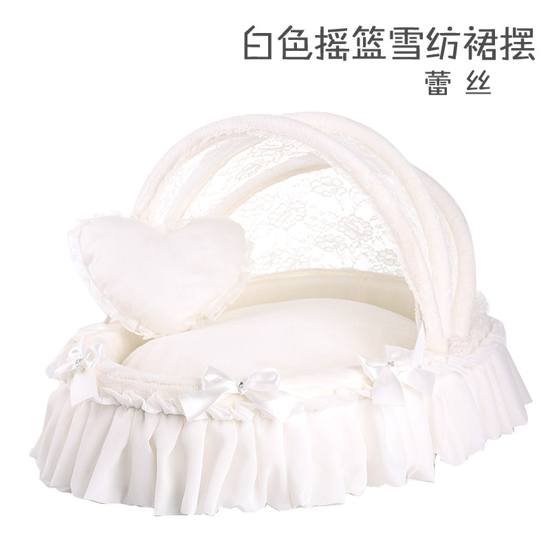 Handcrafted Small Dog Pet Cradle Princess Bed Net Red Teddy Pooch Mat Cat Tent Removable Wash All Season Universal