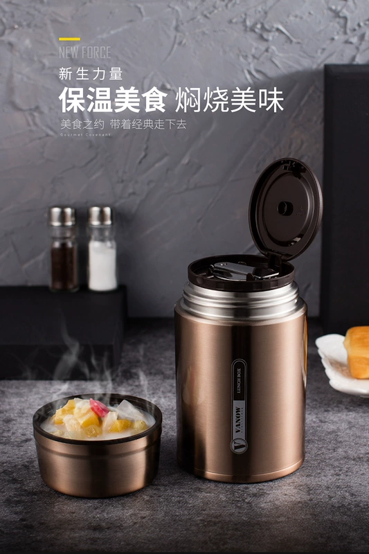 Vanow316 thép không gỉ của Anh cốc âm ỉ ly siêu dài cách nhiệt hộp cơm sôi nồi cách nhiệt nồi cháo nồi - Hộp cơm điện sưởi ấm