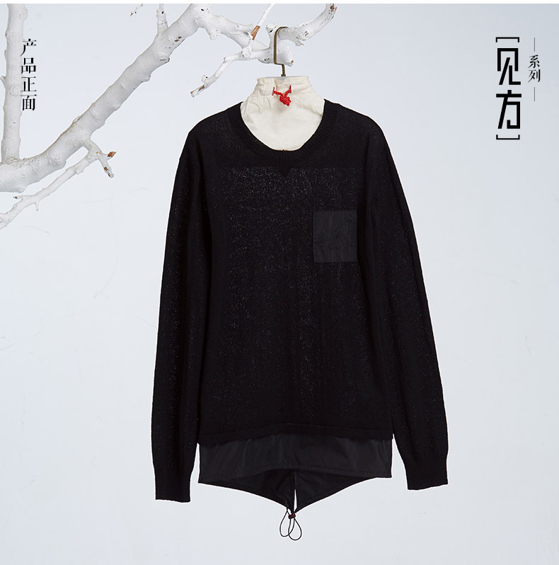 VGO nam mùa xuân mới dài tay đan cotton đen vòng cổ Slim phiên bản áo len nam ESW17181377