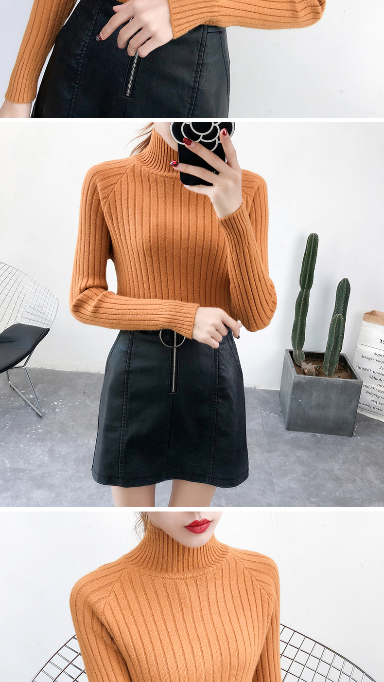 Mùa thu đông 2018 mới cho phụ nữ áo len cổ lọ cộng với nhung dày ngắn phiên bản Hàn Quốc của áo len có mũ trùm đầu áo len nữ cổ cao