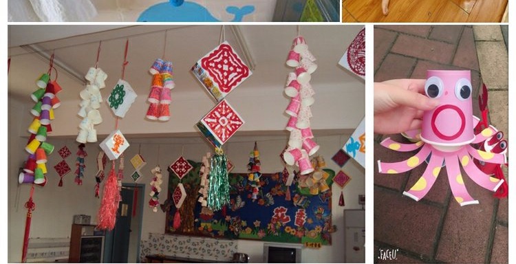 Trẻ em mẫu giáo màu giấy cốc thủ công vật liệu nghệ thuật sáng tạo DIY giấy vẽ tranh cốc giấy dùng một lần đồ dùng mầm non