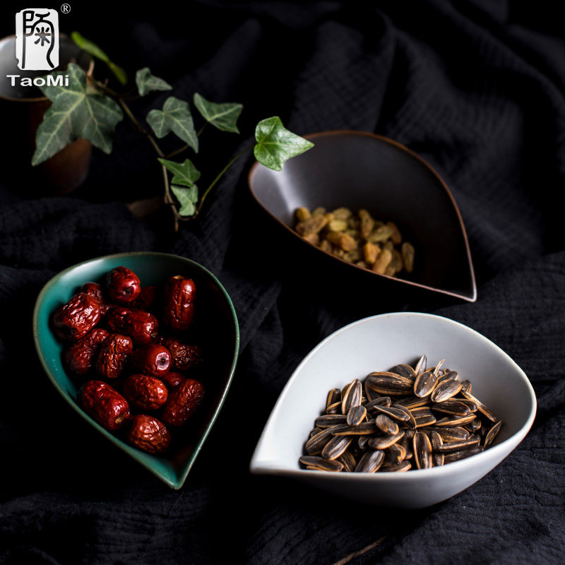 Tao Fans Creative Day Style Drop Shaped Refreshment Pan Retro Ceramic Home Fruit Pan Tea Table Pendulum accessories Tea Road accessories