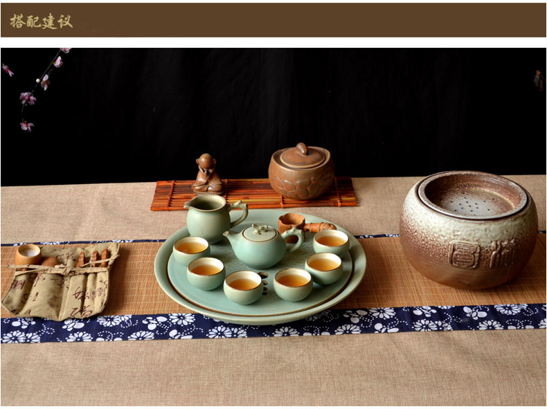 Đồ gốm retro làm bằng tay nồi bút tre bàn chải trà bàn chải gỗ gụ gỗ mun bàn chải trà trà bộ phụ kiện bộ trà đạo