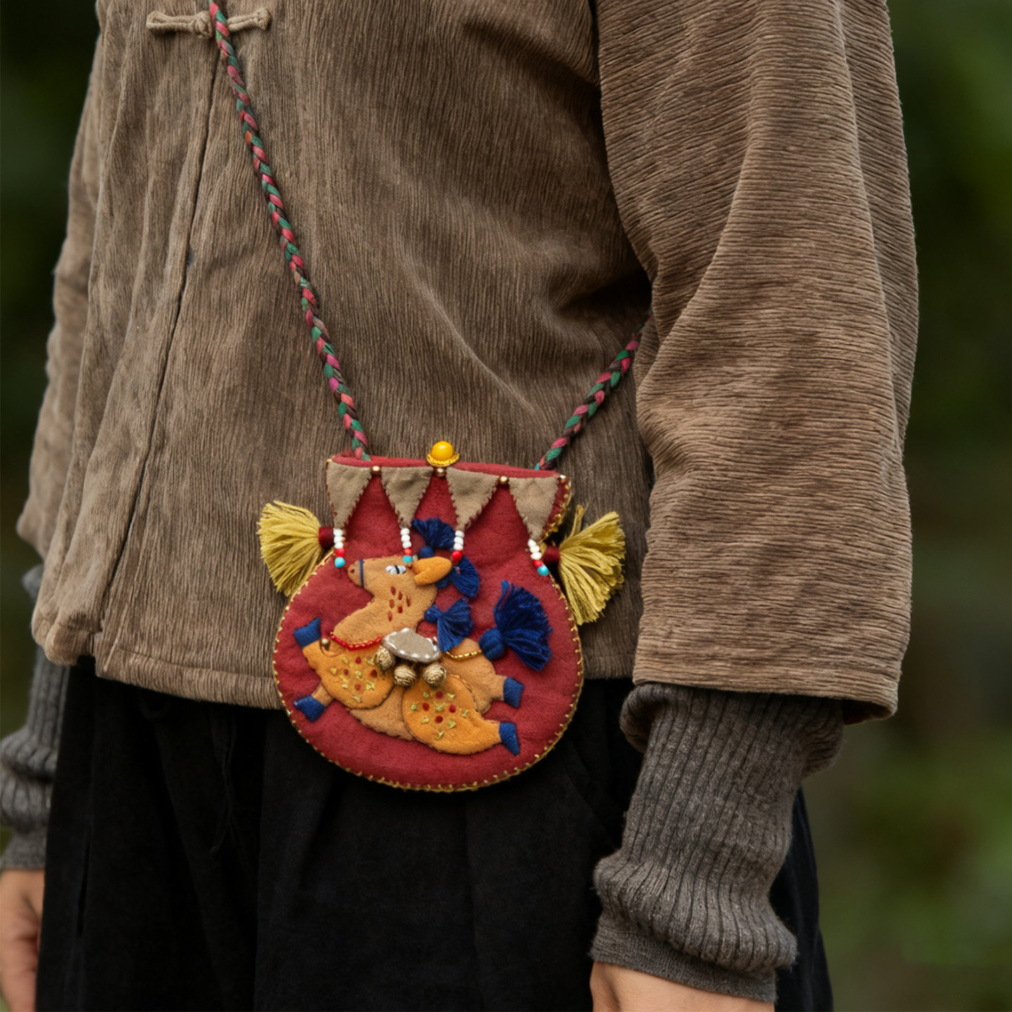 Fangyangban Little Horse Sachet Embroidery Handmade DIY Material Kit Self-embroidered Peace Charm Portable Blessing Bag New Year Gift - Thumbnail 5