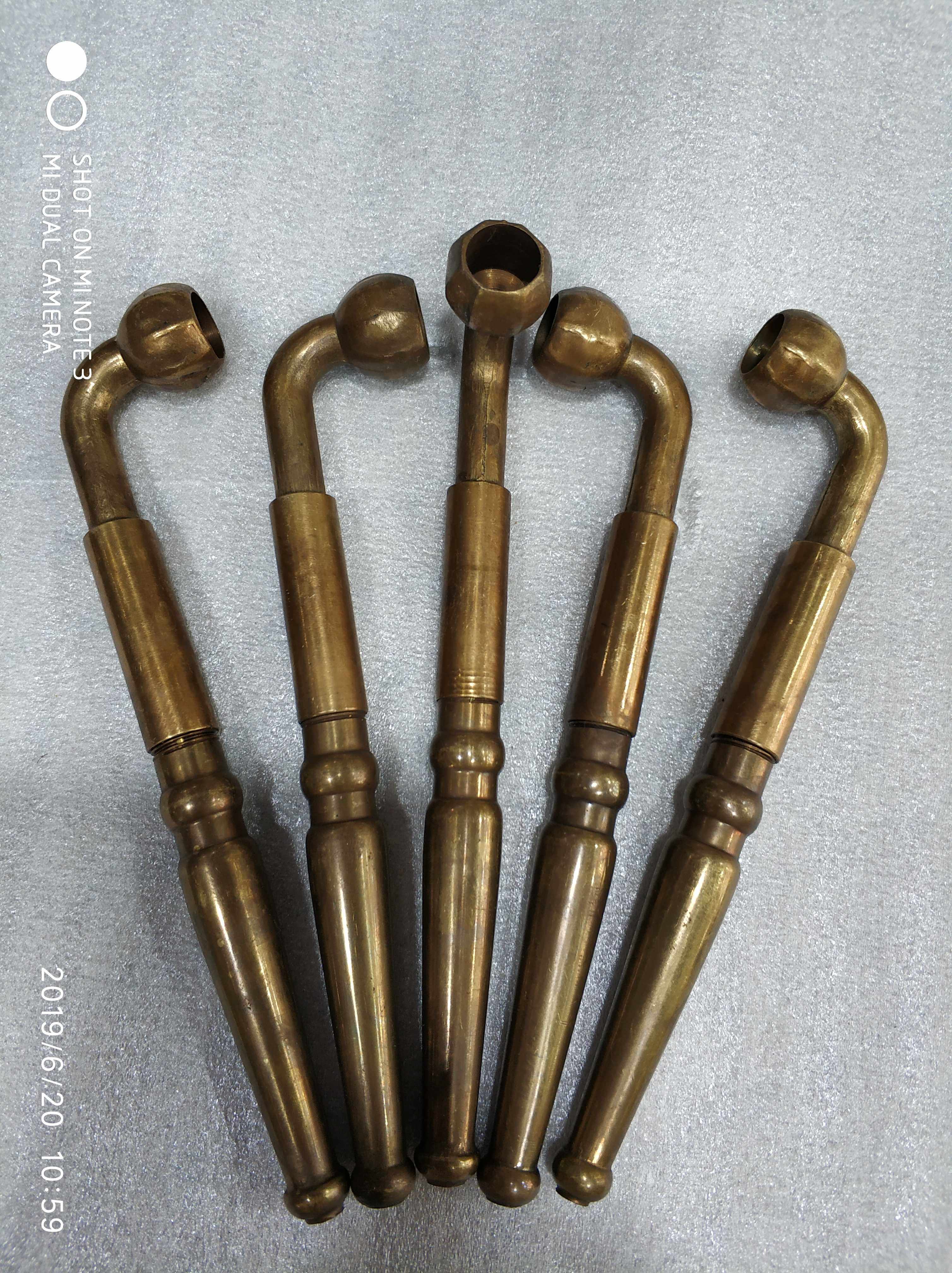 Yunxiaotang copper rod octagonal smoke pot long 13 5cm antique craft collection send friends practical