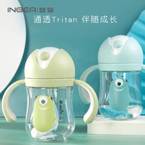 Baby learning cup Leak-proof choke-proof cup with straw cup Bottle dual-use handle baby childrens water duck mouth cup