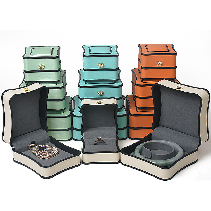 Crown-Shaped Waist-Cinching Pu Leather Jewelry Packaging Box Pendant Necklace Bracelet Jade Storage Box