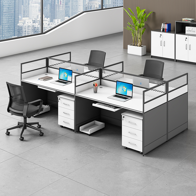 Staff Desk Chair Composition station Employee Screen Table Double-four 6-position Brief Computer Booth Desk-Taobao
