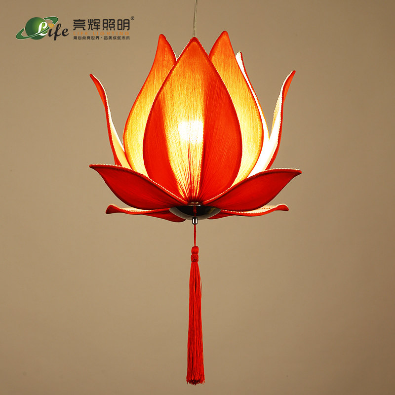 Chinese Lotus Lantern Zen Dining Hall New Classical Fields Garden Style Lotus Chandelier Creative Hotel Guest House Chandelier Aisle Chandelier