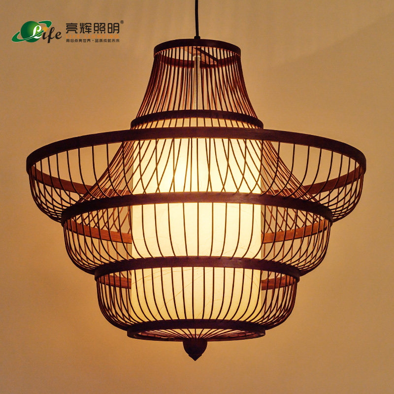 New Chinese Bamboo Art Chandelier Southeast Asian Japanese Creative Bamboo Weaving Retro Living Room Staircase Hotel Dining Room Engineering Lamps