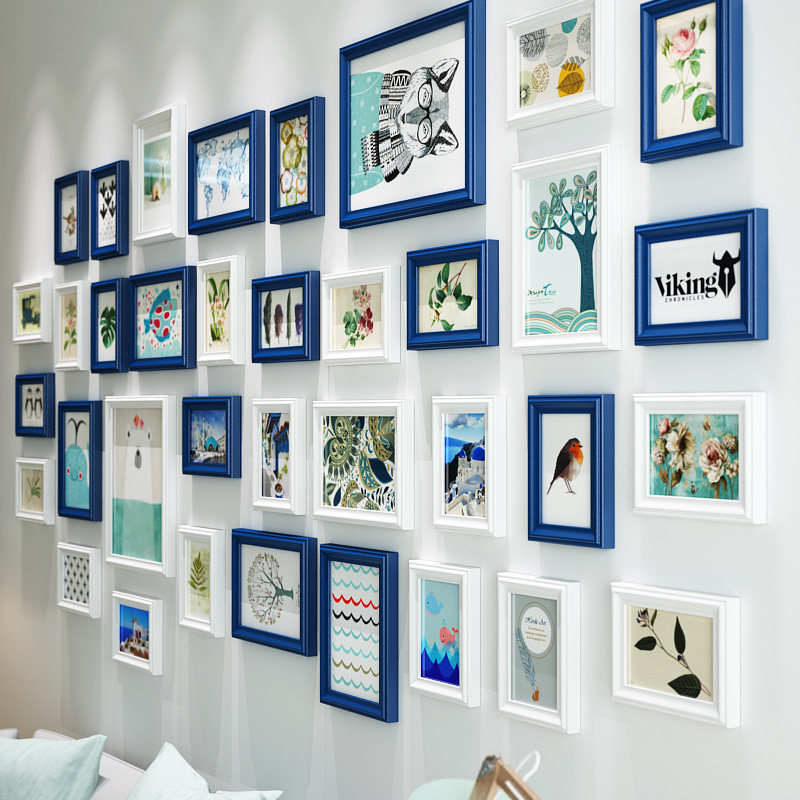 Ofrontal Living Room Large Wall Solid Wood Photo Wall Hanging Wall Photo Frame Creative Composition Wall Decoration Eurostyle Wall Decoration Painting