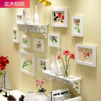 Oufeng European style solid wood photo wall decorative painting creative combination Bedroom living room wall hanging photo frame Mediterranean photo wall