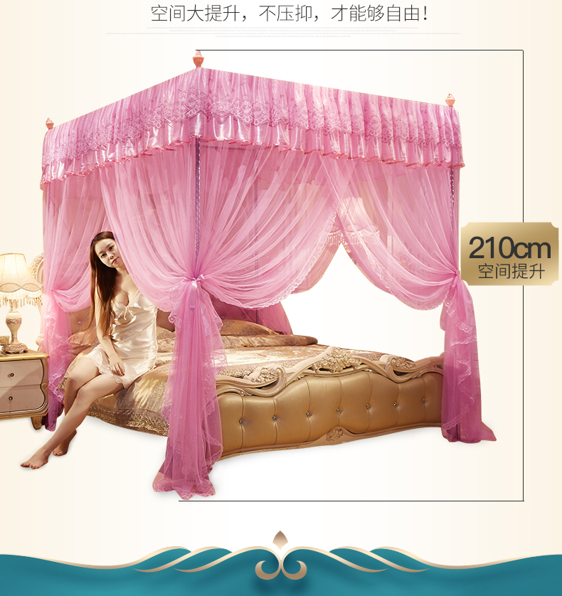 Châu Âu giường tòa án công chúa phong cách lưới 1.8m 2.0m hộ gia đình ba cửa mã hóa gấp đôi sàn dày đứng - Lưới chống muỗi màn ngủ hiện đại