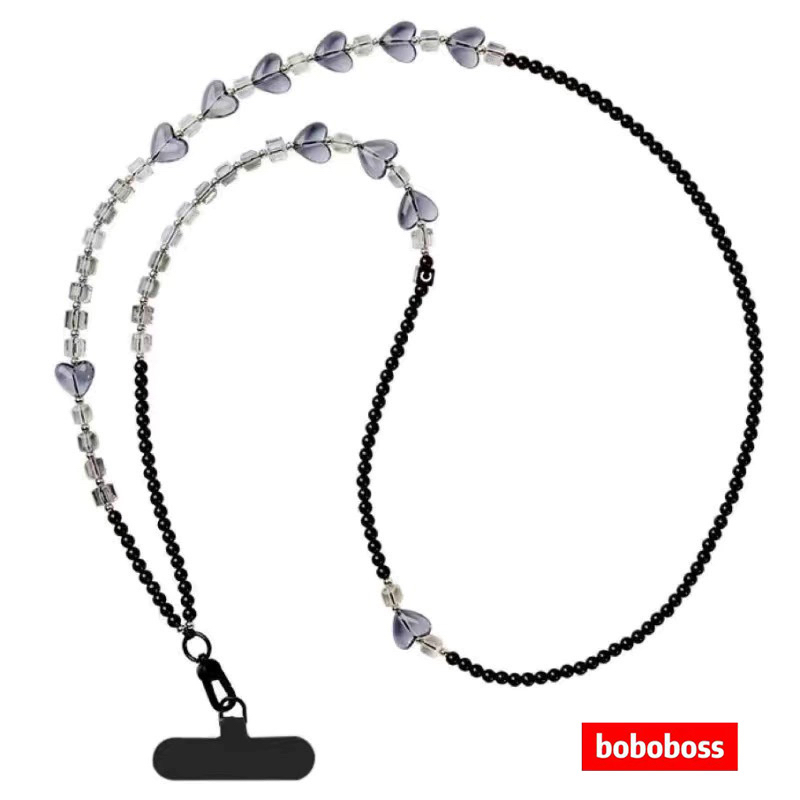 Cassti Source Factory! Cool Black Heart Phone Crossbody Strap Chain, High-End Versatile Long Phone Chain, Portable