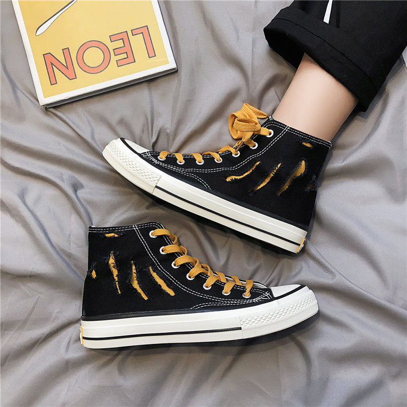 Sails Shoes Men's Mid-Cylinder Port Wind Spring Summer Han Edition 100 Hitch Surge Shoes Society Little Guy Shoes Ulzzang High Cylinder Shoes
